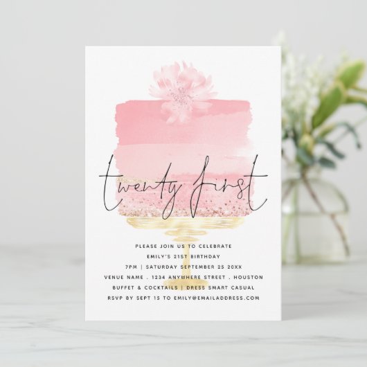 Modern roze Cake Script 21st verjaardag Kaart (Staand voorkant)