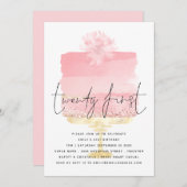 Modern roze Cake Script 21st verjaardag Kaart (Voorkant / Achterkant)