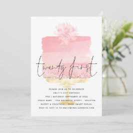 Modern roze Cake Script 21st verjaardag Kaart