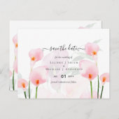 Modern Roze Calla Lily Wedding Save Date QR Code Briefkaart (Voorkant / Achterkant)