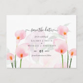 Modern Roze Calla Lily Wedding Save Date QR Code Briefkaart (Voorkant)