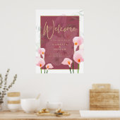 Modern Roze Calla Lily Wedding Welkomstteken Poster (Keuken)
