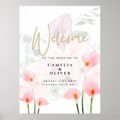 Modern Roze Calla Lily Wedding Welkomstteken Poster (Voorkant)