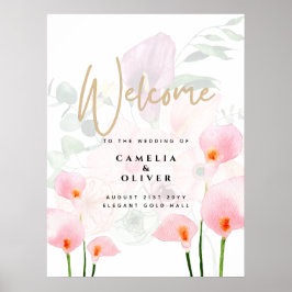 Modern Roze Calla Lily Wedding Welkomstteken Poster