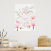 Modern Roze Calla Lily Wedding Welkomstteken Poster (Keuken)