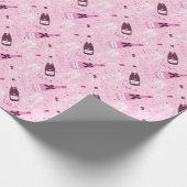 Modern roze champagne vrijgezellenfeest cadeaupapier (Hoek)