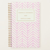 Modern Roze Chevron Line Pattern, gepersonaliseerd Planner (Voorkant)