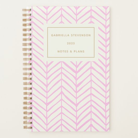 Modern Roze Chevron Line Pattern, gepersonaliseerd Planner (Voorkant)