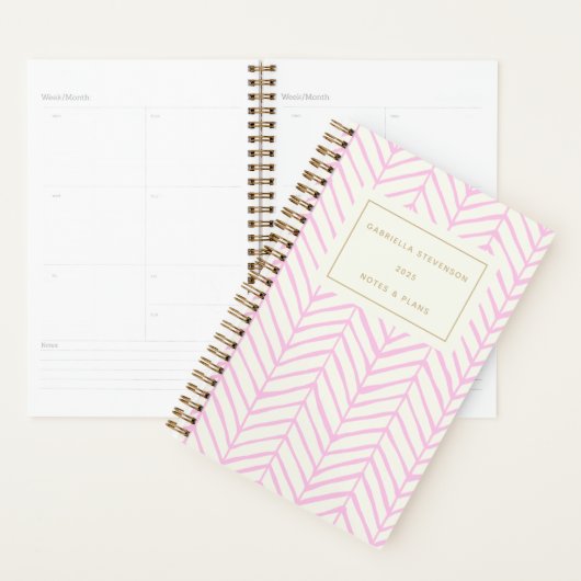 Modern Roze Chevron Line Pattern, gepersonaliseerd Planner (Display)