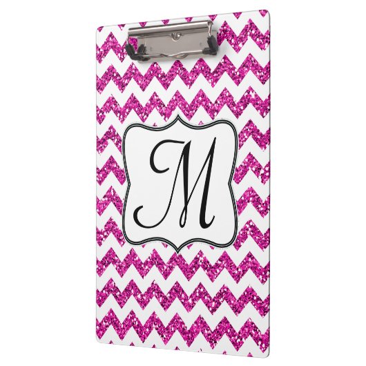 Modern Roze Chevron Monogram Initiaal Clip Board Klembord (Links)