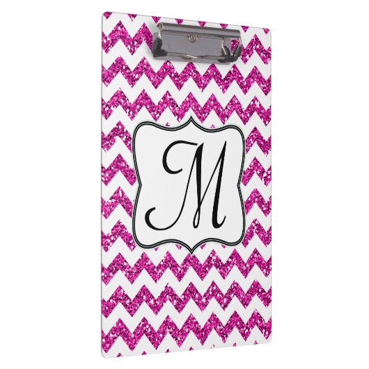 Modern Roze Chevron Monogram Initiaal Clip Board Klembord (Rechts)