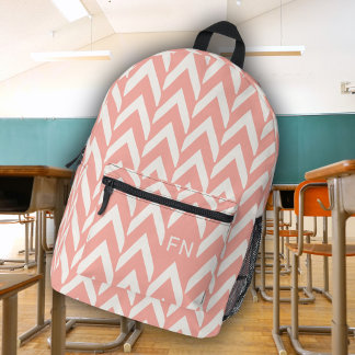 Modern Roze Chevron Monogram Initialen Bedrukte Rugzak