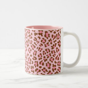 Modern roze chocolco Animal Print Girly Tweekleurige Koffiemok