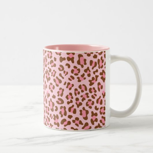 Modern roze chocolco Animal Print Girly Tweekleurige Koffiemok (Rechts)