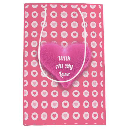 Modern Roze Collectie van de Heart Love Medium Cadeauzakje (Voorkant)