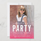 Modern Roze Confetti Elke Leeftijd Foto Verjaardag Kaart (Voorkant)