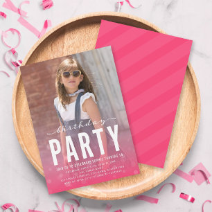 Modern Roze Confetti Elke Leeftijd Foto Verjaardag Kaart