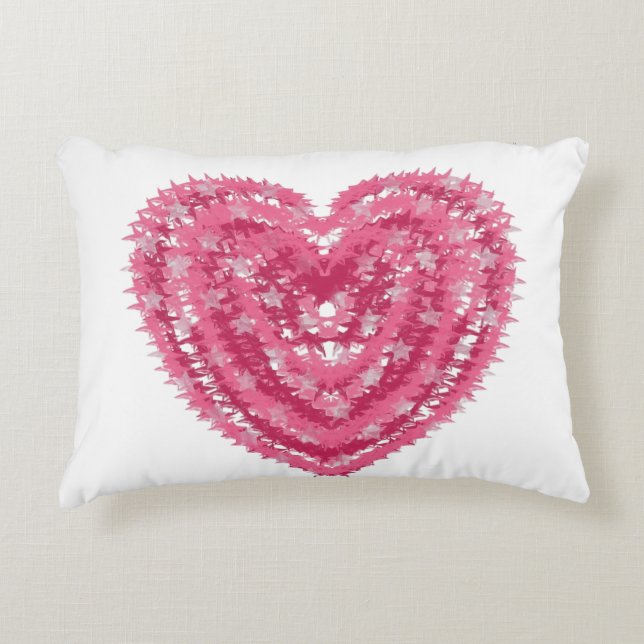 Modern Roze Confetti Hart | Valentijnsdag Kunst Accent Kussen (Voorkant)