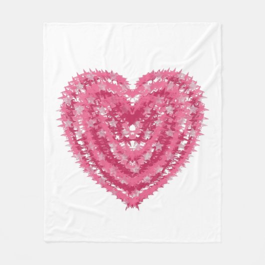 Modern Roze Confetti Hart | Valentijnsdag Kunst Fleece Deken (Voorkant)