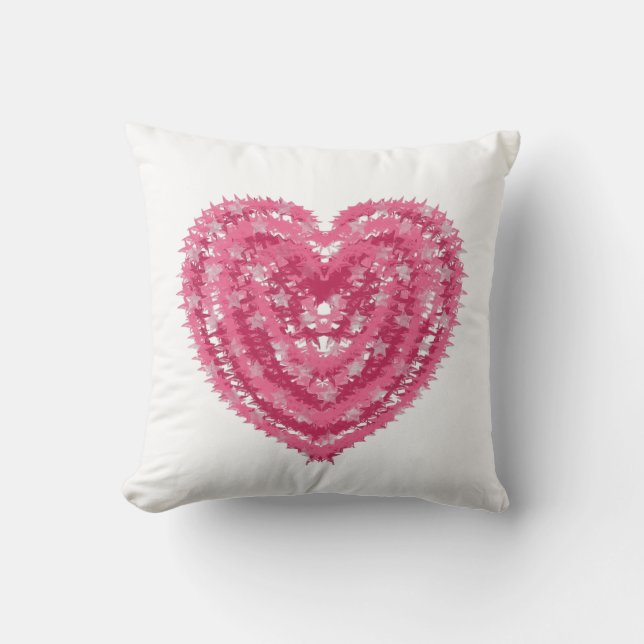 Modern Roze Confetti Hart | Valentijnsdag Kunst Kussen (Voorkant)