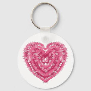 Modern Roze Confetti Hart Valentijnsdag Kunst Sleutelhanger