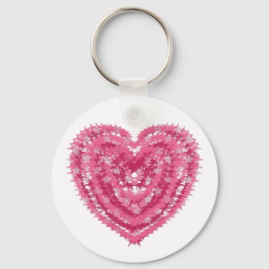 Modern Roze Confetti Hart | Valentijnsdag Kunst Sleutelhanger (Voorkant)