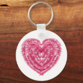 Modern Roze Confetti Hart | Valentijnsdag Kunst Sleutelhanger (Voorkant)