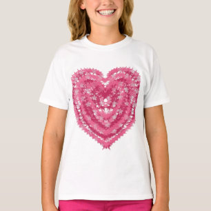 Modern Roze Confetti Hart   Valentijnsdag Kunst T-shirt
