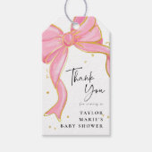 Modern Roze Coquette Bow Baby shower Meisje Cadeaulabel (Voorkant)