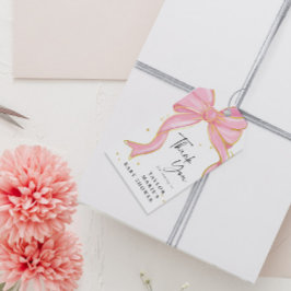 Modern Roze Coquette Bow Baby shower Meisje Cadeaulabel