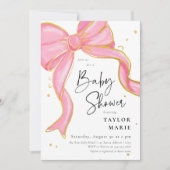 Modern Roze Coquette Bow Baby shower Meisje Kaart (Voorkant)