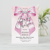 Modern Roze Coquette Bow Baby shower Meisje Kaart (Staand voorkant)