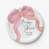 Modern Roze Coquette Bow Baby shower Meisje Papieren Bordje (Voorkant)