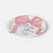 Modern Roze Coquette Bow Baby shower Meisje Papieren Bordje (Gekanteld)