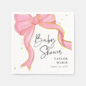 Modern Roze Coquette Bow Baby shower Meisje Servet (Voorkant)