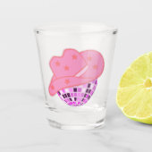 Modern Roze Cowgirl Cowboy Pet Disco Rodeo Shot Glas (Voorkant)