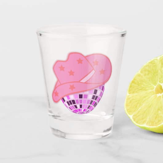 Modern Roze Cowgirl Cowboy Pet Disco Rodeo Shot Glas (Voorkant)