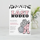 Modern Roze Cowgirl Laatste Rodeo vrijgezellenfees Kaart (Staand voorkant)