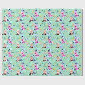 Modern roze Cowgirl Westerne Boots Confetti Mint Cadeaupapier (Vlak)