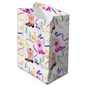 Modern Roze Cowgirl Westerne Boots Confetti White Medium Cadeauzakje (Voorkant Gekanteld)