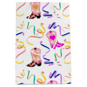 Modern Roze Cowgirl Westerne Boots Confetti White Medium Cadeauzakje (Voorkant)