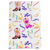 Modern Roze Cowgirl Westerne Boots Confetti White Medium Cadeauzakje (Achterkant)