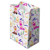 Modern Roze Cowgirl Westerne Boots Confetti White Medium Cadeauzakje (Achterkant Gekanteld)