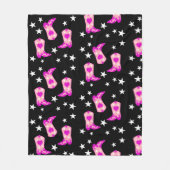 Modern Roze Cowgirl Westerne Boots Stars Black Fleece Deken (Voorkant)