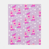 Modern Roze Cowgirl Westerne Boots Stars Lila Fleece Deken (Voorkant)