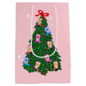 Modern Roze Cowgirl Westerne kerst Medium Cadeauzakje (Achterkant)