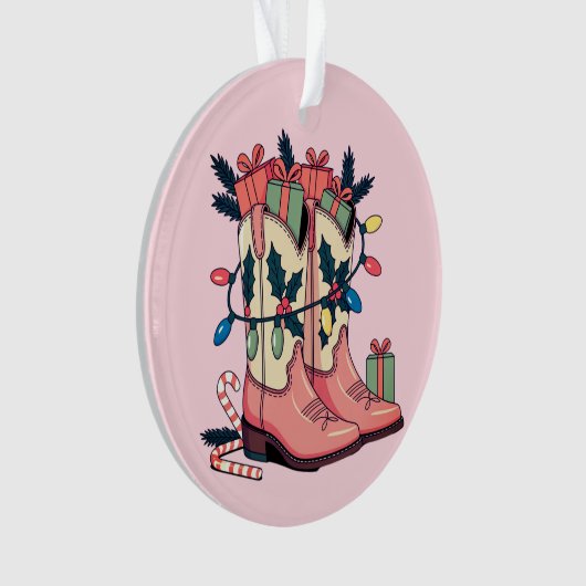 Modern Roze Cowgirl Westerne kerst Ornament (voorkant)