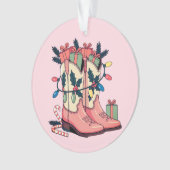 Modern Roze Cowgirl Westerne kerst Ornament (voorkant)
