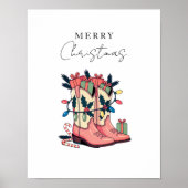 Modern Roze Cowgirl Westerne kerst Poster (Voorkant)