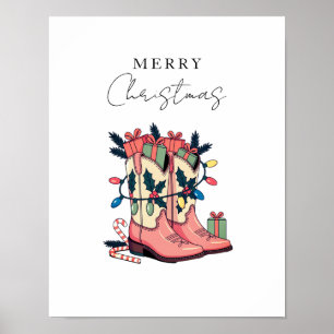 Modern Roze Cowgirl Westerne kerst Poster
